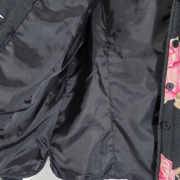 Carole Little 100% Silk Button Up Jacket Size L Floral Sequin Quilted Rose Lined - Picture 12 of 16